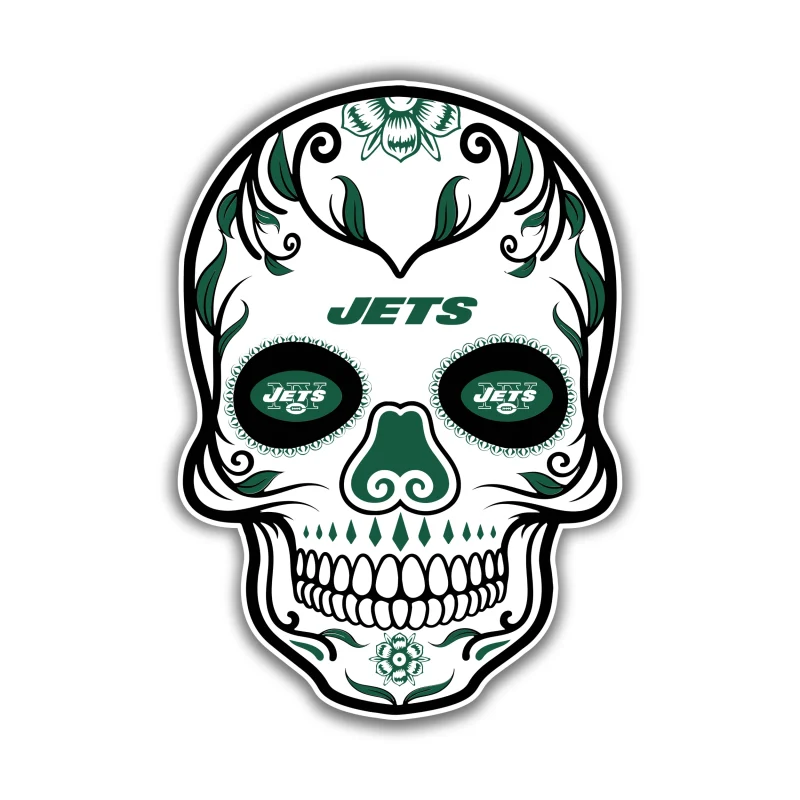 New York Jets - Sugar Skull - Full Color Vinyl Sticker - Custom Size