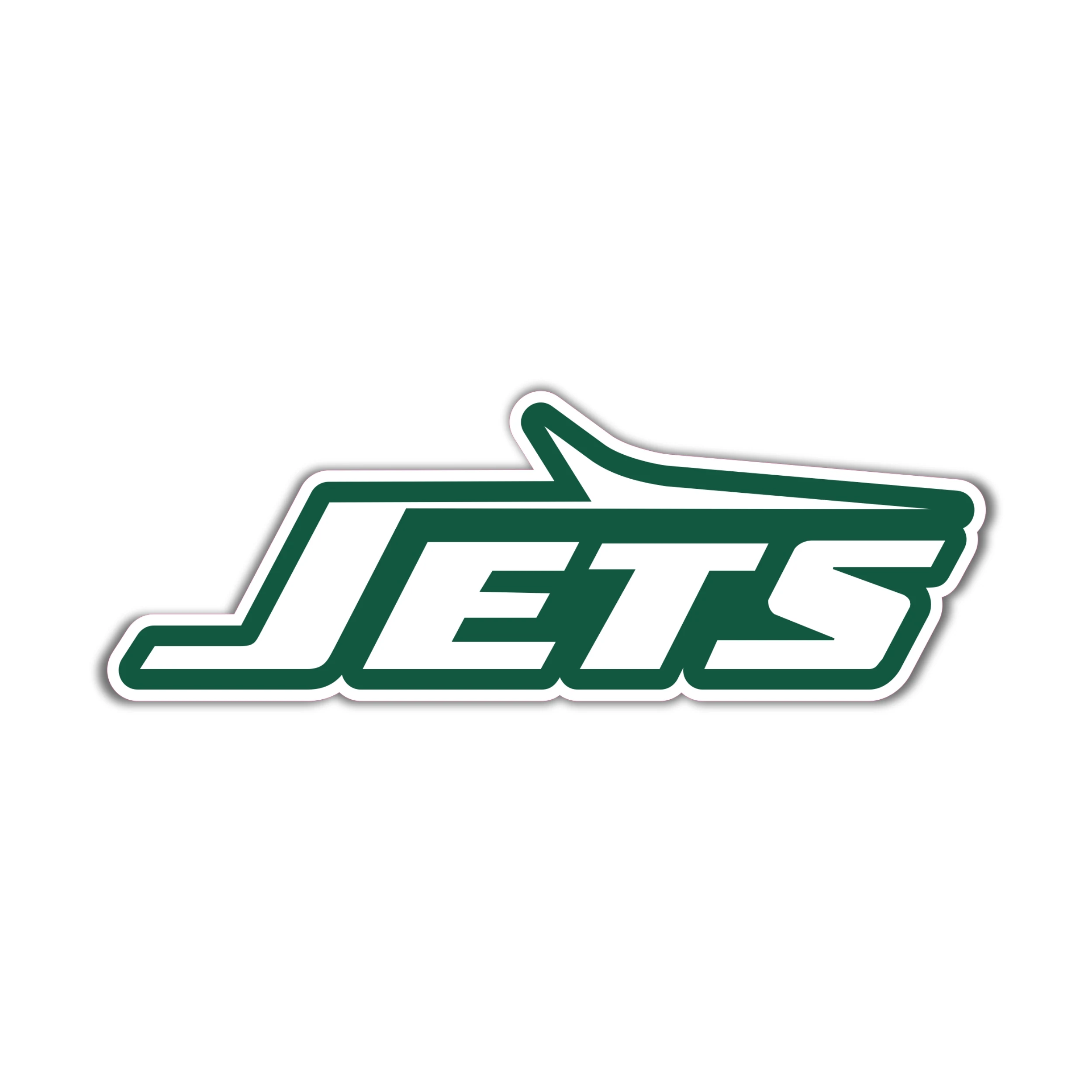New York Jets - White Jets Green Outline - Full Color Vinyl Sticker - Custom Size