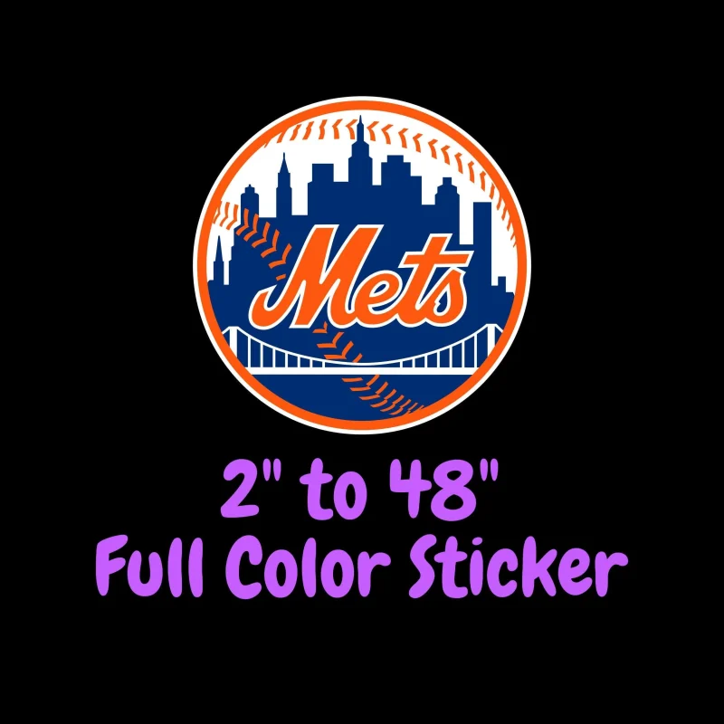 New York Mets - Blue Circle With Bridge - Full Color Vinyl Sticker - Custom Size