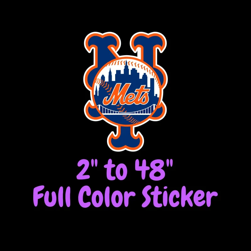 New York Mets - NY With Blue City - Full Color Vinyl Sticker - Custom Size