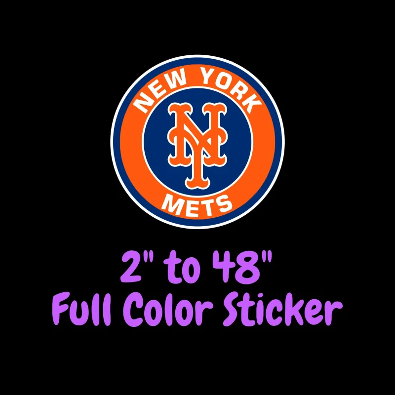 New York Mets - Orange Circle With NY - Full Color Vinyl Sticker - Custom Size