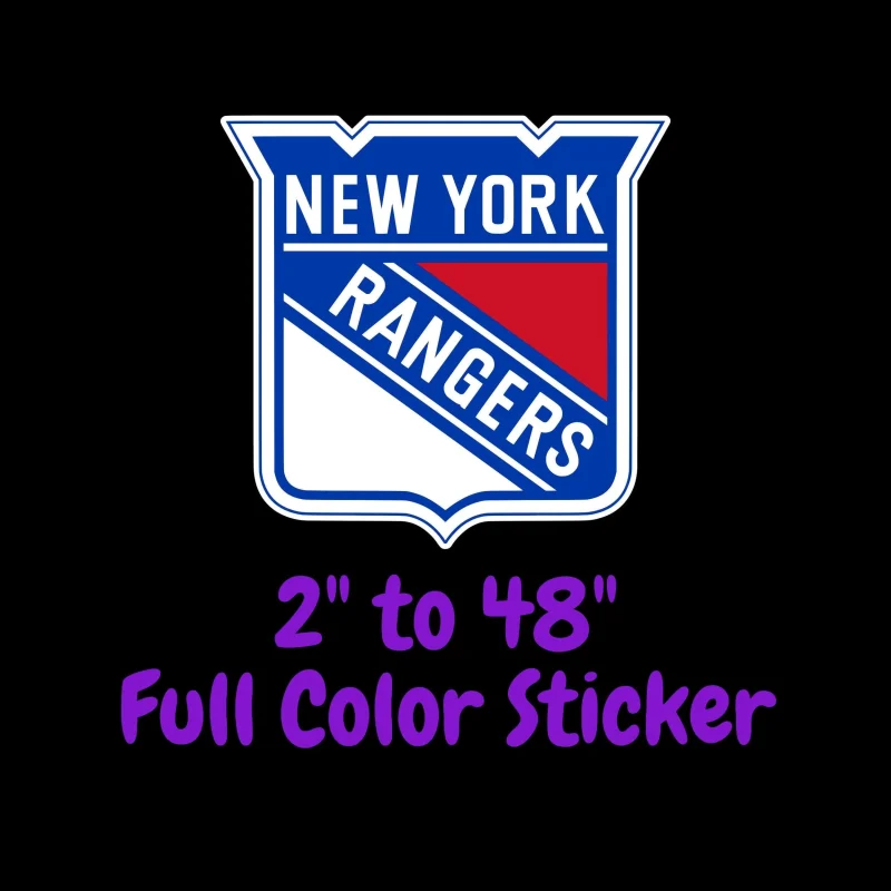 New York Rangers - Shield - Full Color Vinyl Sticker - Custom Size