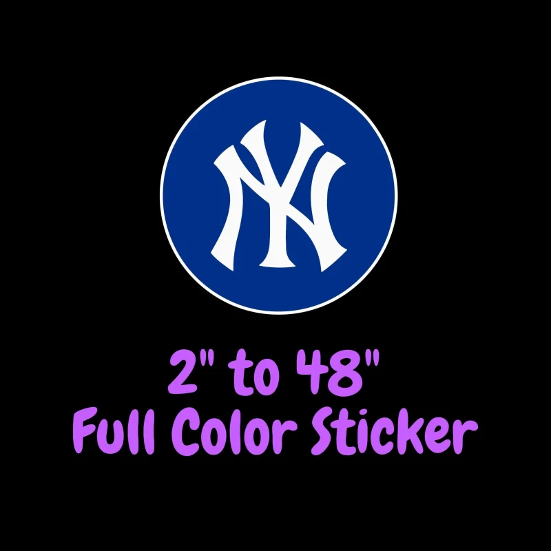 New York Yankees - Blue Circle With NY - Full Color Vinyl Sticker - Custom Size