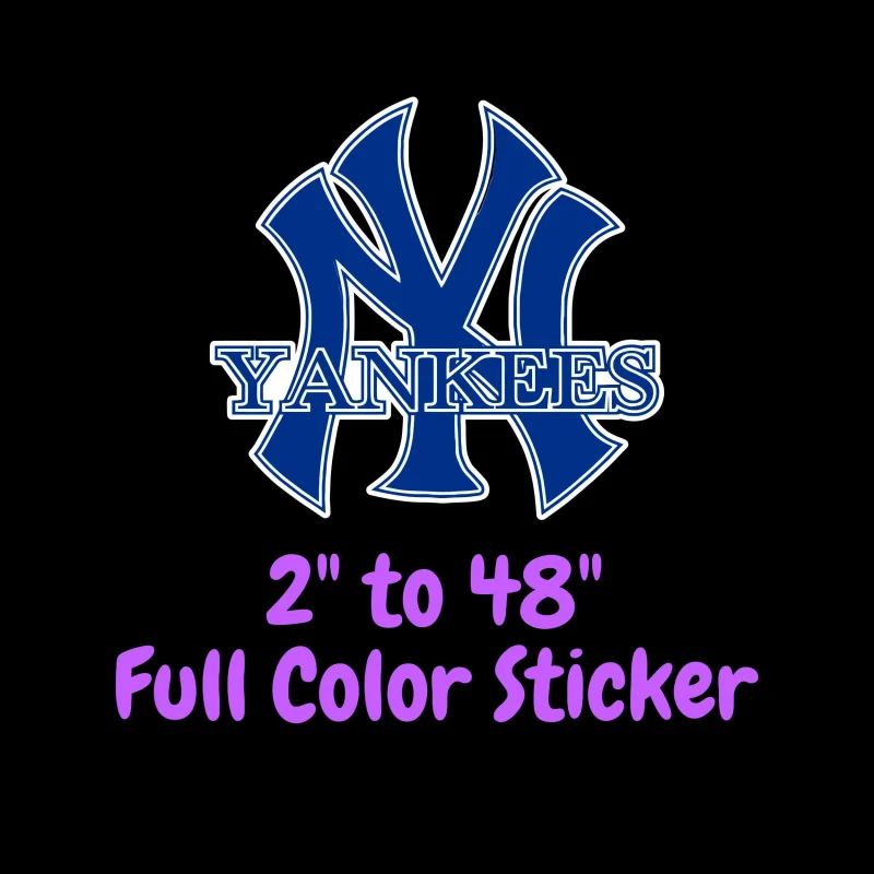 New York Yankees - Blue NY With Yankees - Full Color Vinyl Sticker - Custom Size