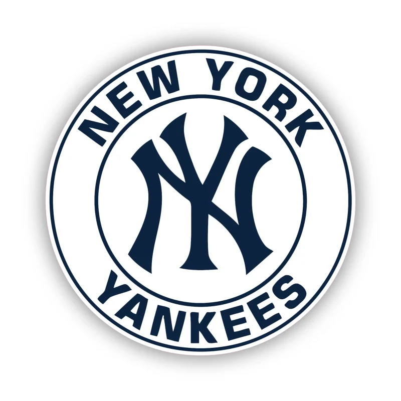 New York Yankees - White Circle Dark Blue Words - Temporary Tattoo