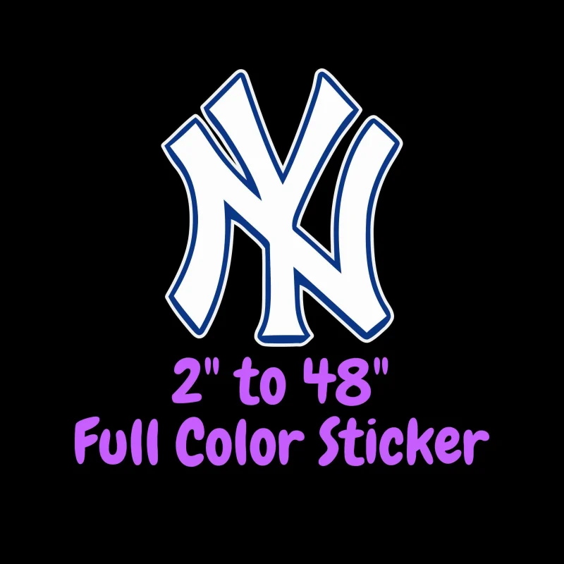 New York Yankees - White NY - Full Color Vinyl Sticker - Custom Size