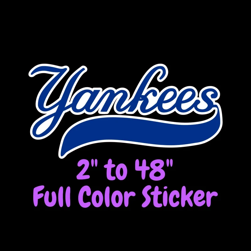 New York Yankees - Yankees Cursive - Full Color Vinyl Sticker - Custom Size