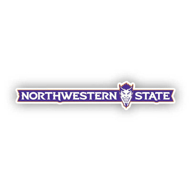 Northwestern State - Purple and White Name with Head - Iron On DTF Transfer - Custom Size