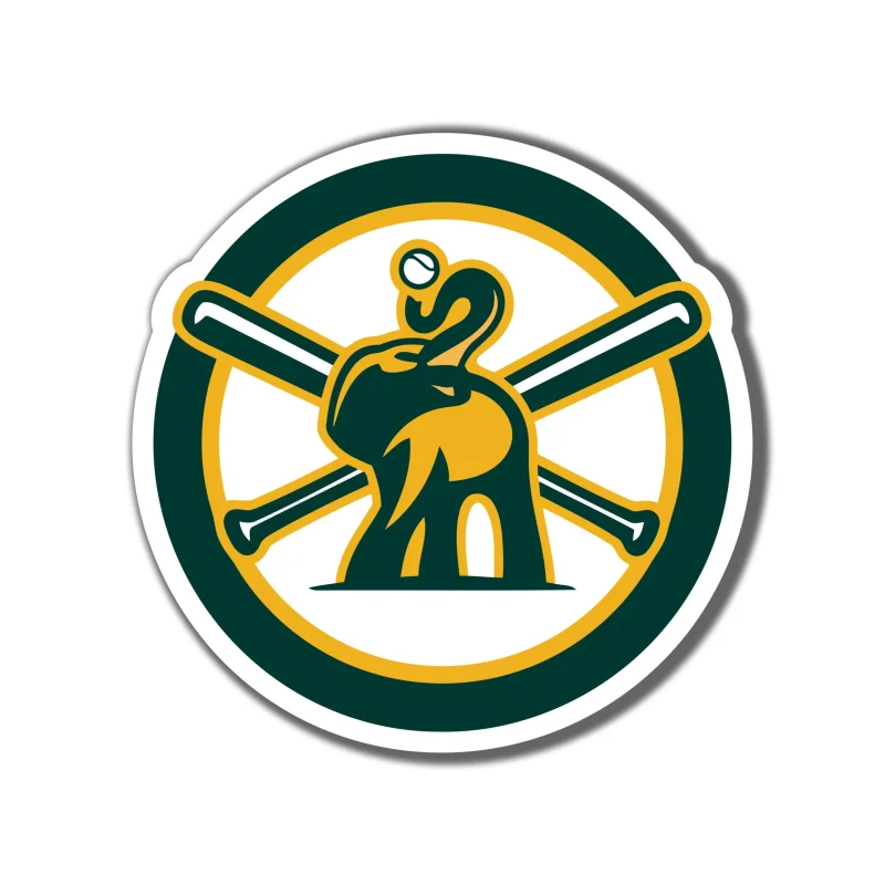Oakland Athletics - Circle With Elephant - Full Color Vinyl Sticker - Custom Size