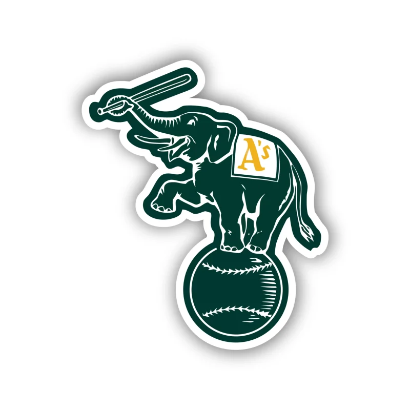 Oakland Athletics - Elephant on Baseball - Temporary Tattoo