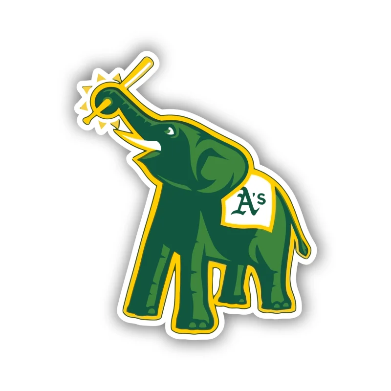 Oakland Athletics - Elephant with Baseball Bat - Iron On DTF Transfer - Custom Size