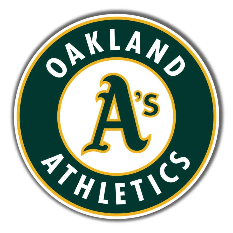 Oakland Athletics - Green Circle With Name - Full Color Vinyl Sticker - Custom Size