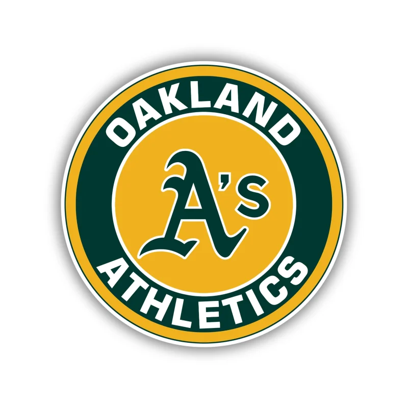 Oakland Athletics - Yellow Circle with Name - Temporary Tattoo