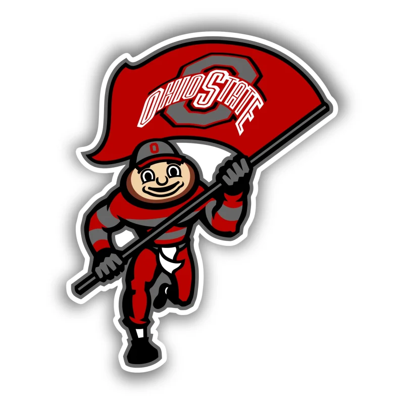 Ohio State Buckeyes - Mascot With Red Flag - Temporary Tattoo