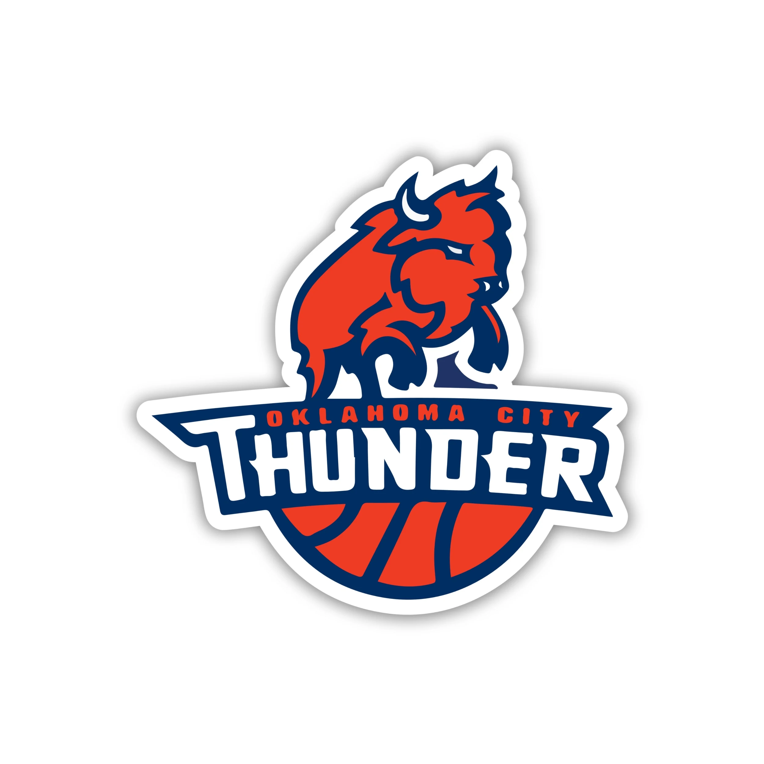 Oklahoma City Thunder - Basketball With Bison And Name Above - Iron On DTF Transfer - Custom Size
