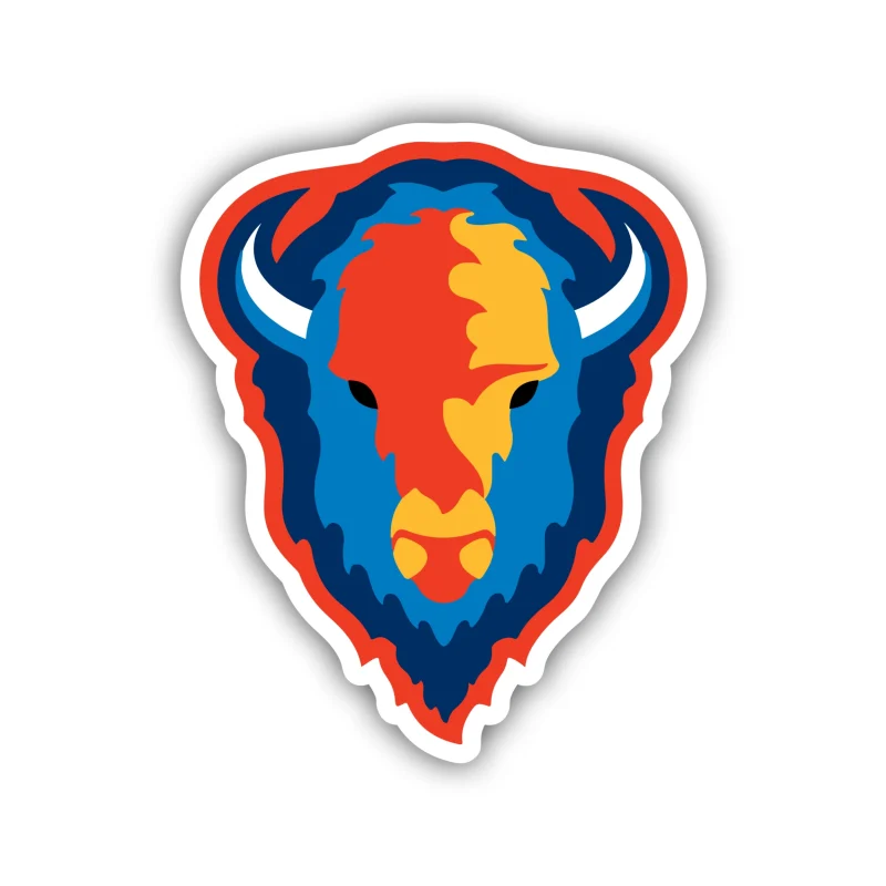 Oklahoma City Thunder - Blue And Orange Bison Head - Iron On DTF Transfer - Custom Size