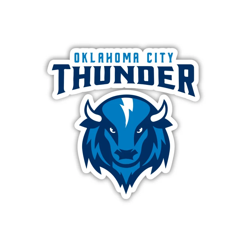 Oklahoma City Thunder - Blue Bison Head With Name Above - Iron On DTF Transfer - Custom Size