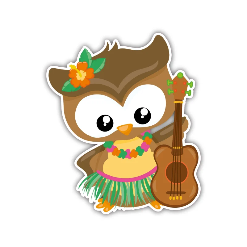 Owl With Guitar - Iron On DTF Transfer - Custom Size