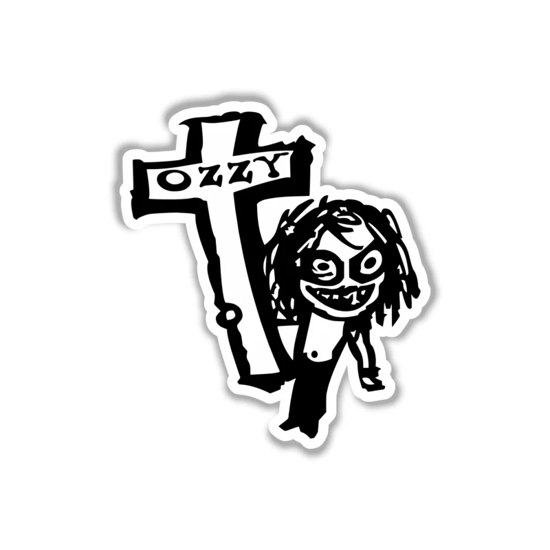 Ozzy Osbourne - Ozzy Holding Cross - Full Color Vinyl Sticker - Custom Size