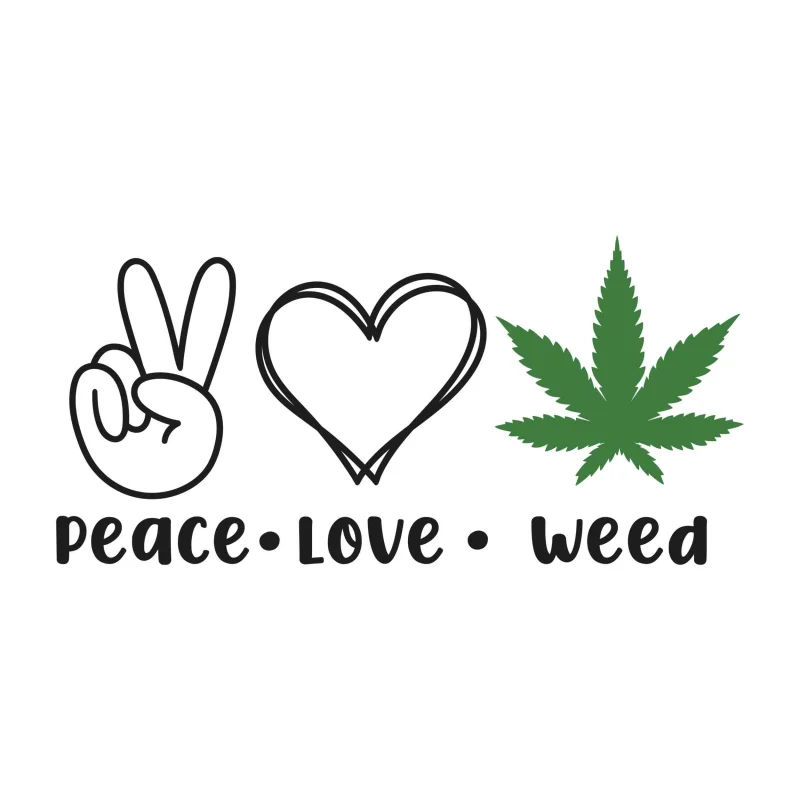 PEACE LOVE WEED - Iron On DTF Transfer - Custom Size