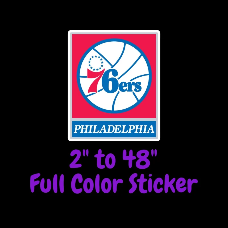 Philadelphia 76ers Full Color Vinyl Sticker - Custom Size