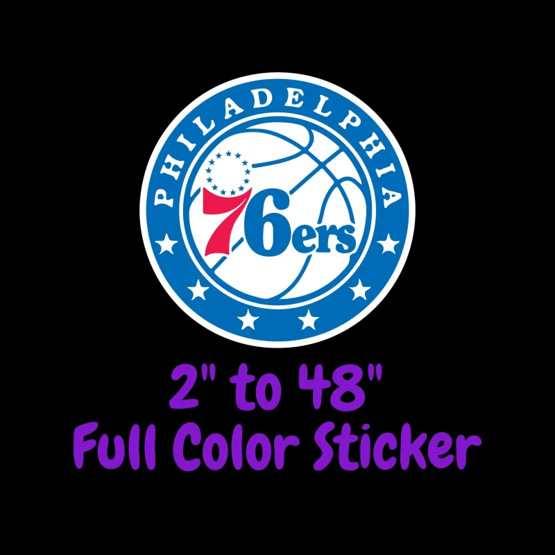 Philadelphia 76ers Full Color Vinyl Sticker - Custom Size