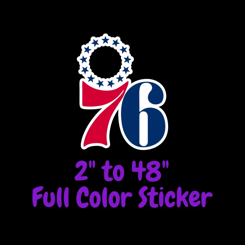 Philadelphia 76ers Full Color Vinyl Sticker - Custom Size