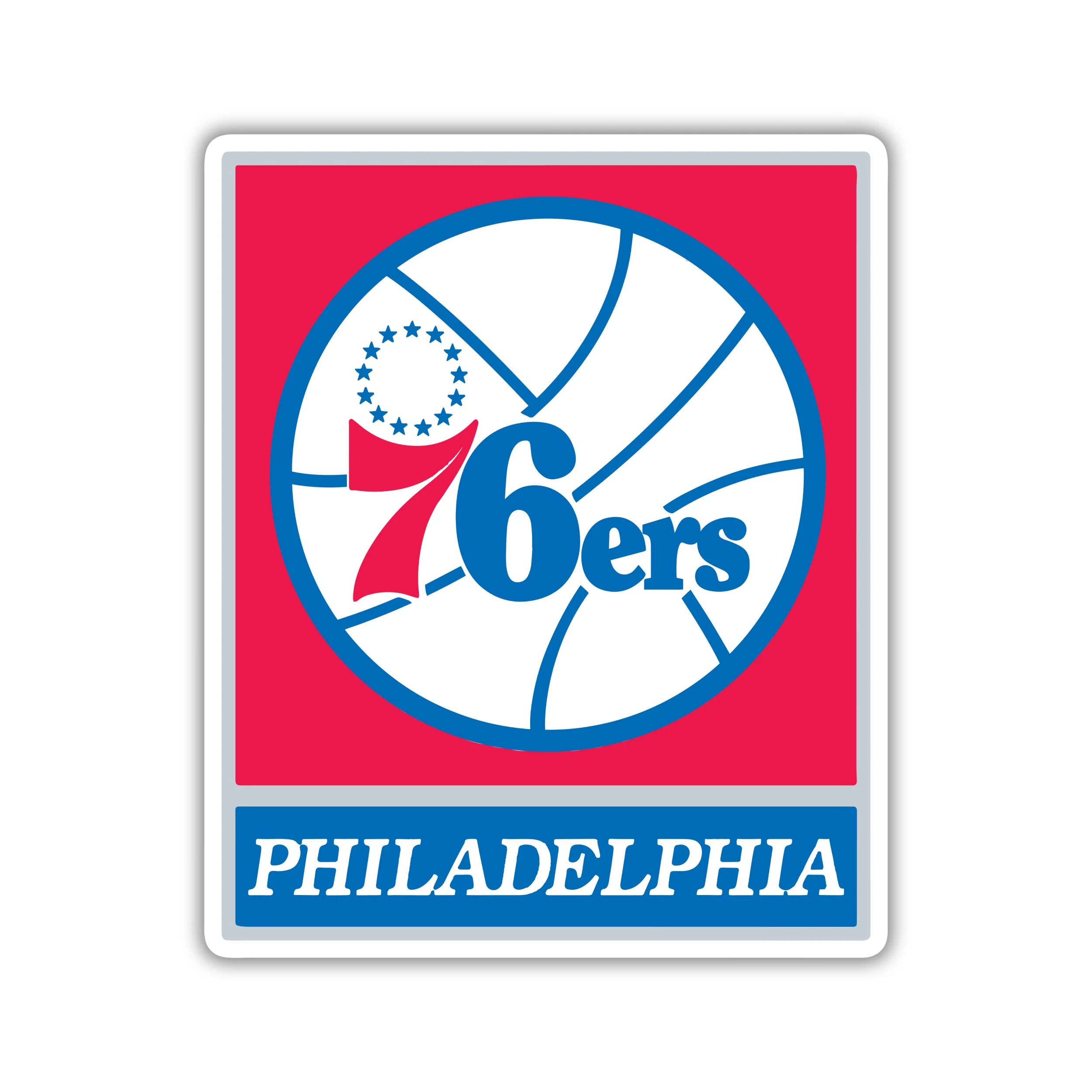 Philadelphia 76ers - Red Square With White Basketball - Iron On DTF Transfer - Custom Size