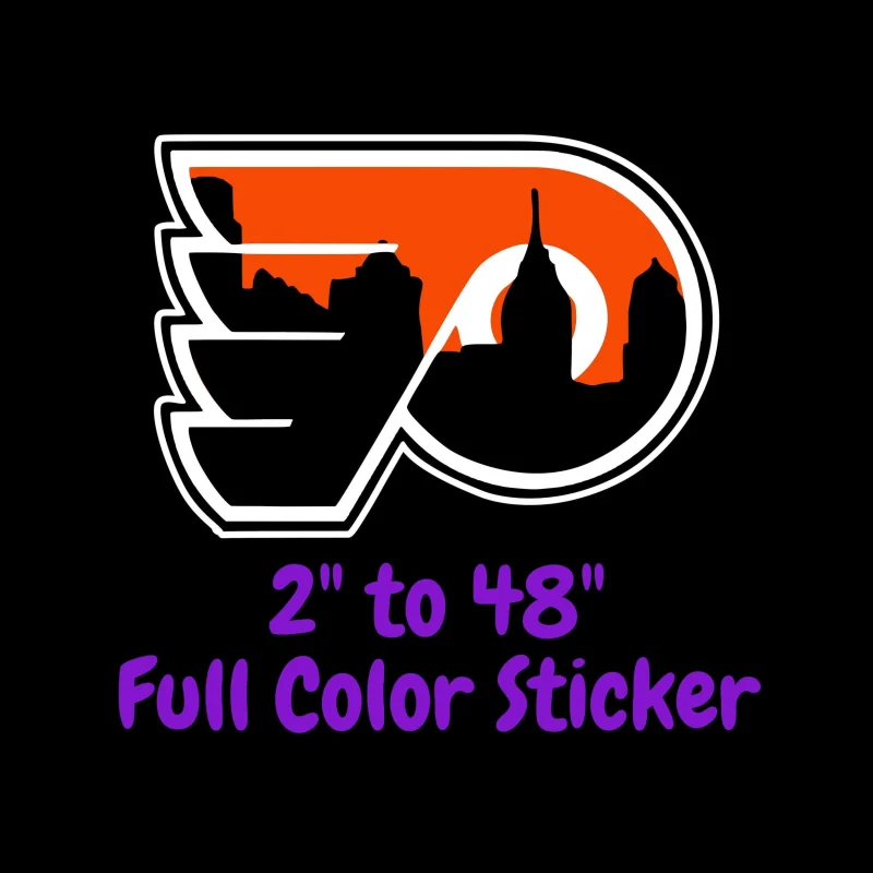 Philadelphia Flyers - P With Wings And City - Full Color Vinyl Sticker - Custom Size