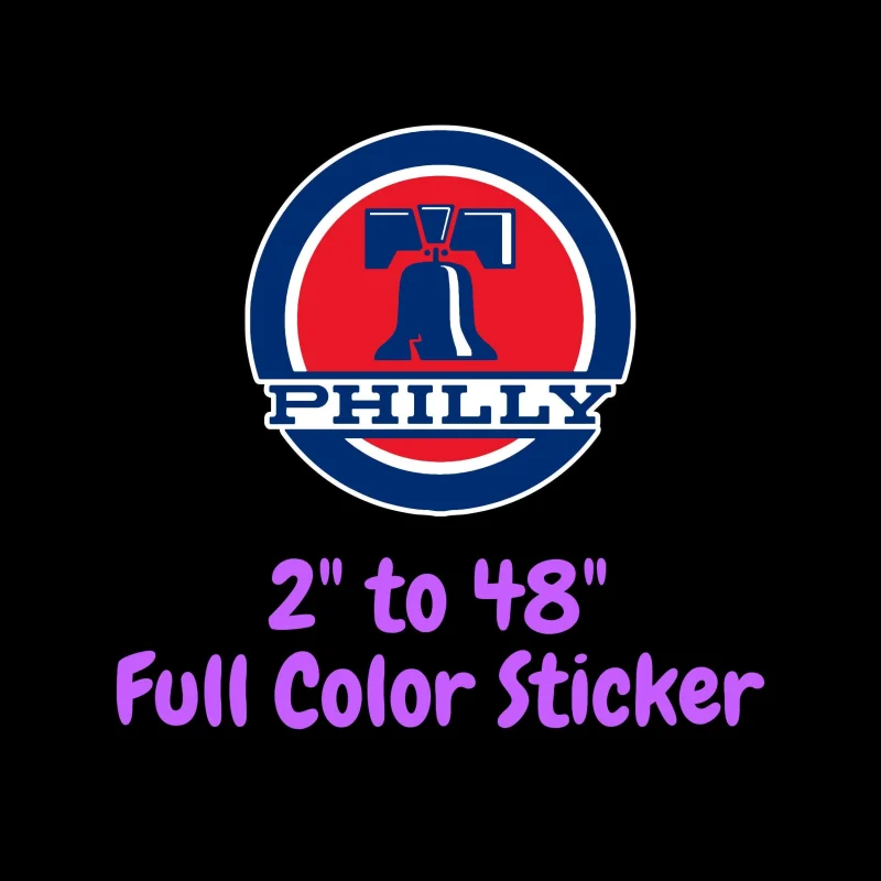 Philadelphia Phillies - Circle With Bell - Full Color Vinyl Sticker - Custom Size