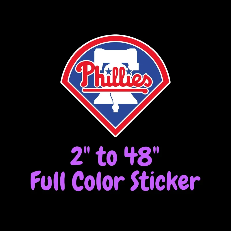 Philadelphia Phillies - Curved Triangle With Bell - Full Color Vinyl Sticker - Custom Size