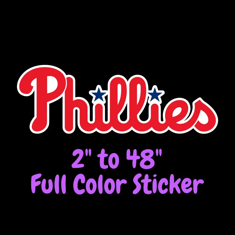 Philadelphia Phillies - Phillies Cursive - Full Color Vinyl Sticker - Custom Size