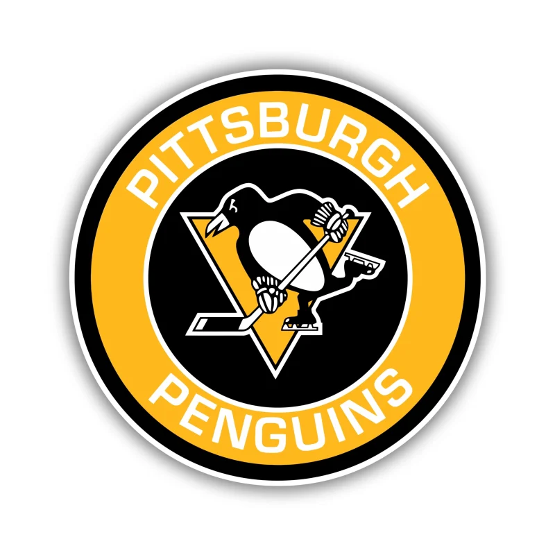 Pittsburgh Penguins - Black And Yellow Circle With Name - Iron On DTF Transfer - Custom Size