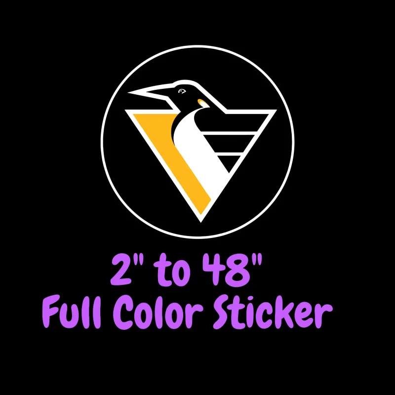 Pittsburgh Penguins - Black Circle With Triangle Penguin - Full Color Vinyl Sticker - Custom Size