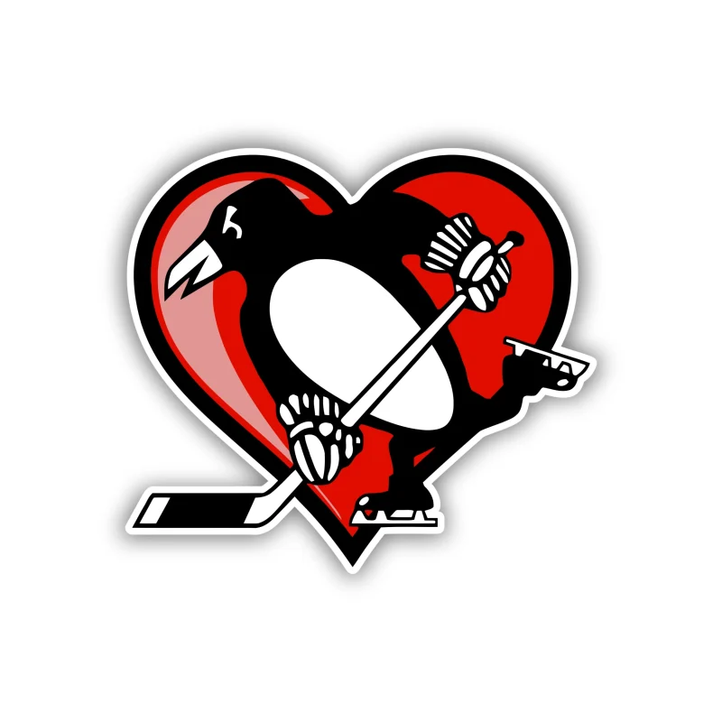 Pittsburgh Penguins - Heart - Iron On DTF Transfer - Custom Size