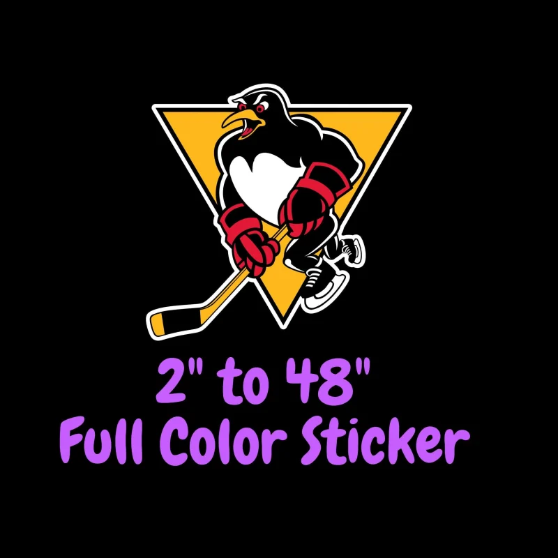 Pittsburgh Penguins - Triangle With Penguin With Red Gloves - Full Color Vinyl Sticker - Custom Size