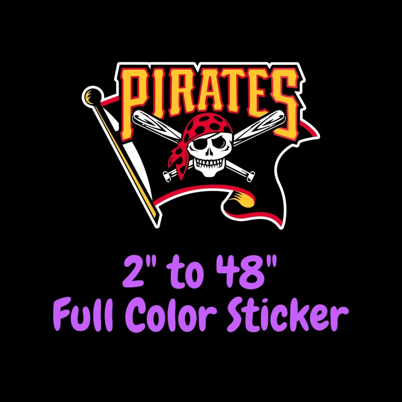 Pittsburgh Pirates - Pirate With Flag - Full Color Vinyl Sticker - Custom Size