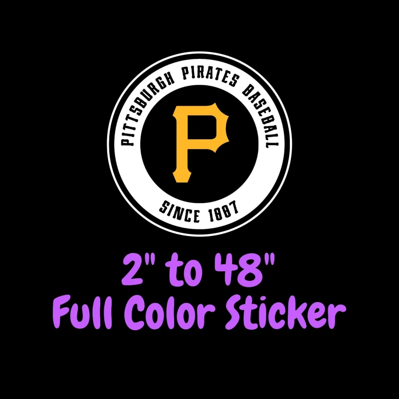 Pittsburgh Pirates - White Circle Black Words - Full Color Vinyl Sticker - Custom Size