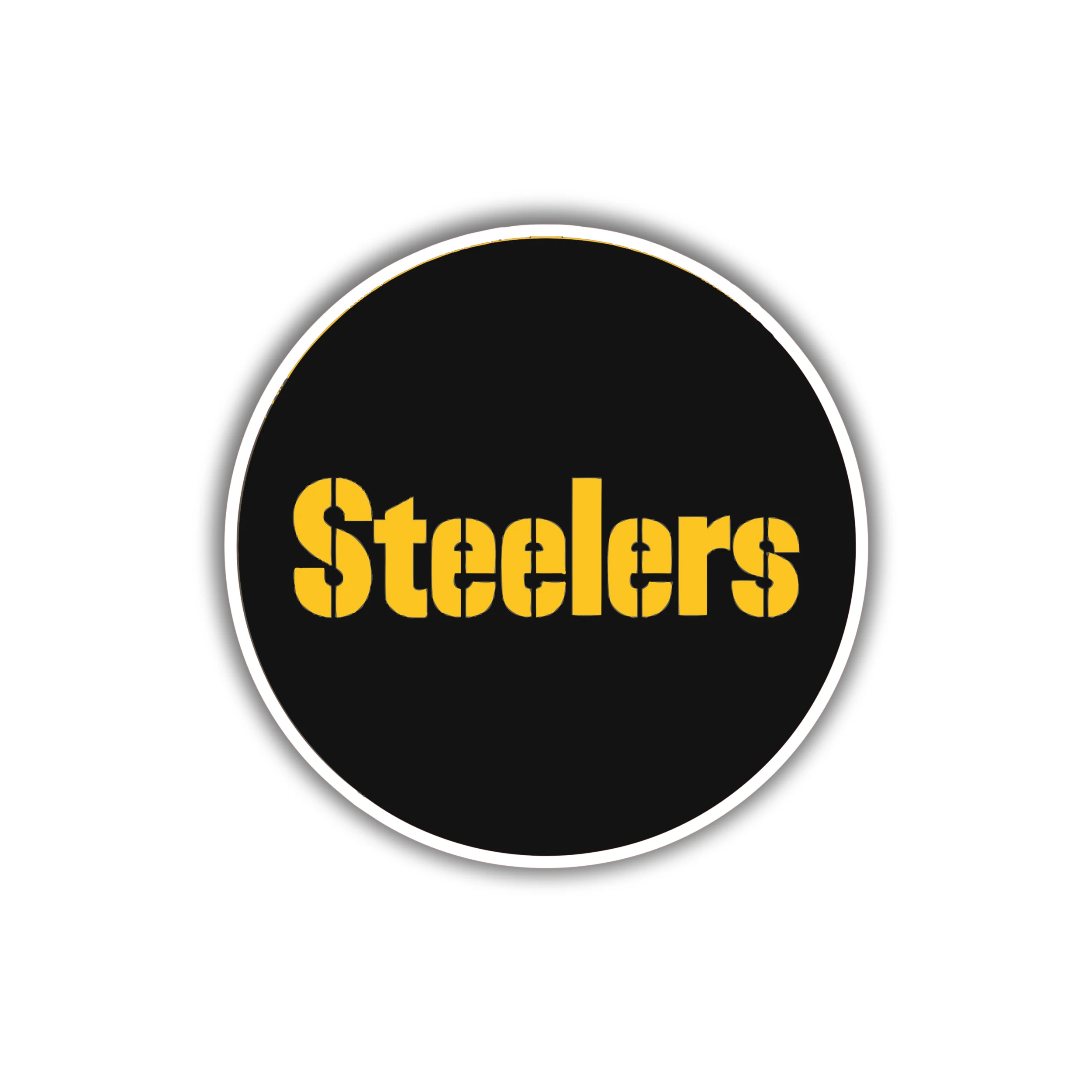 Pittsburgh Steelers - Black Circle with Yellow Steelers - Iron On DTF Transfer - Custom Size