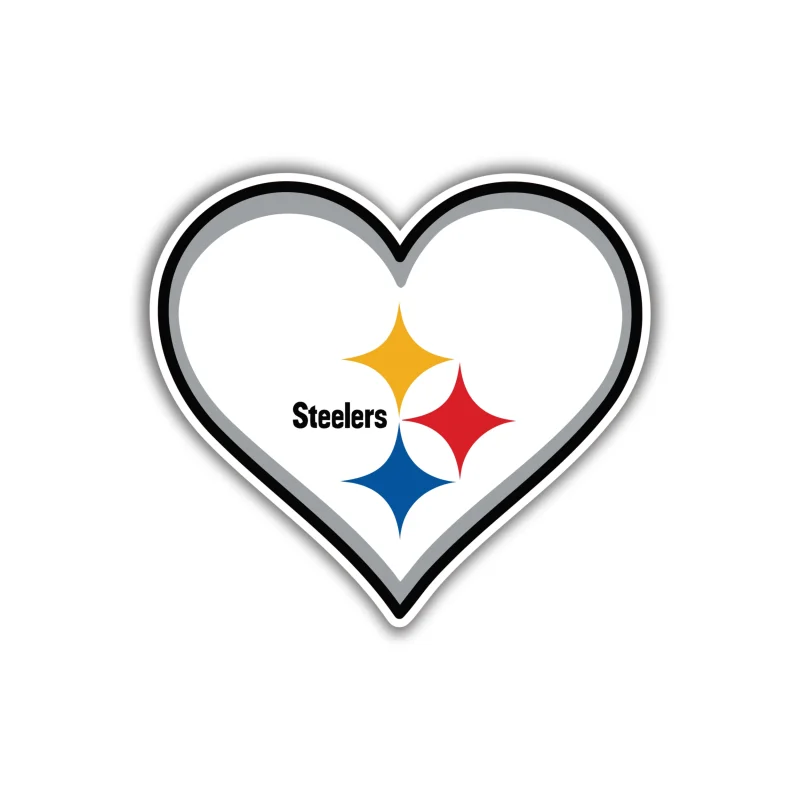Pittsburgh Steelers - Gray Heart - Iron On DTF Transfer - Custom Size