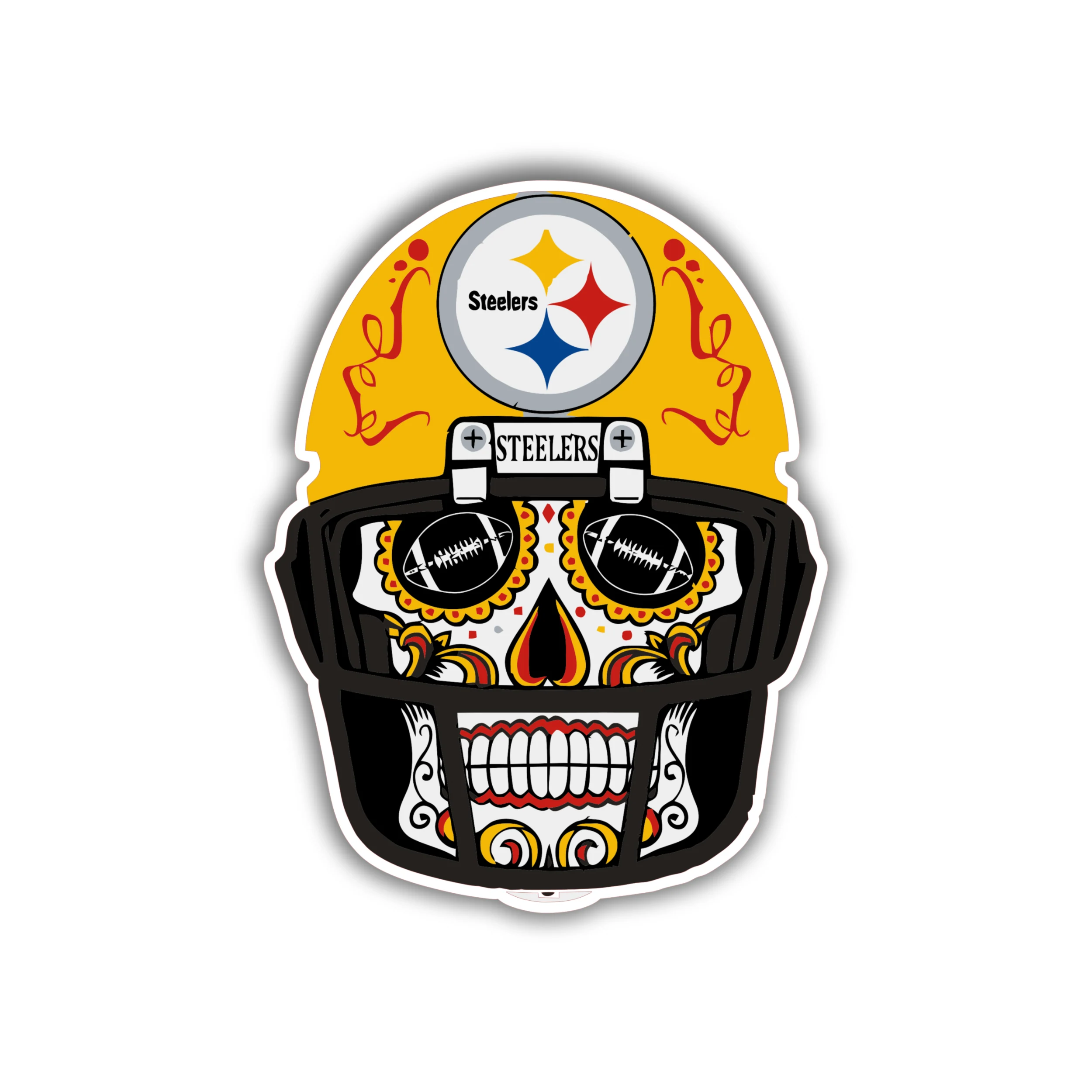 Pittsburgh Steelers - Skull With Helmet - Iron On DTF Transfer - Custom Size