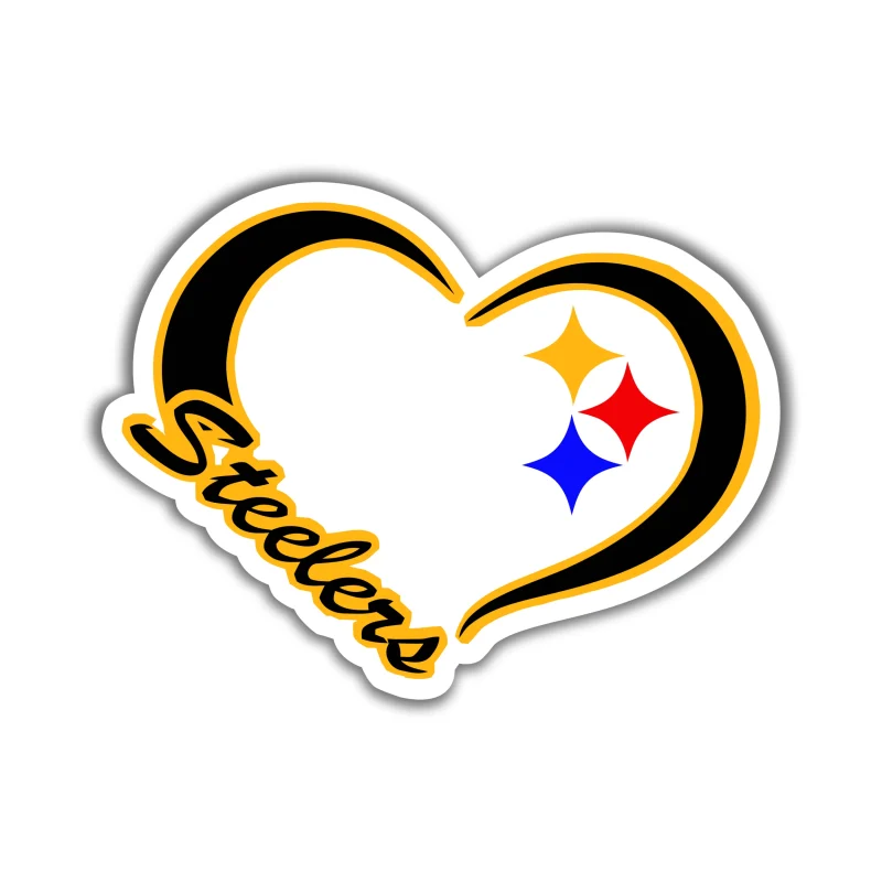 Pittsburgh Steelers - Yellow and Black Heart - Iron On DTF Transfer - Custom Size