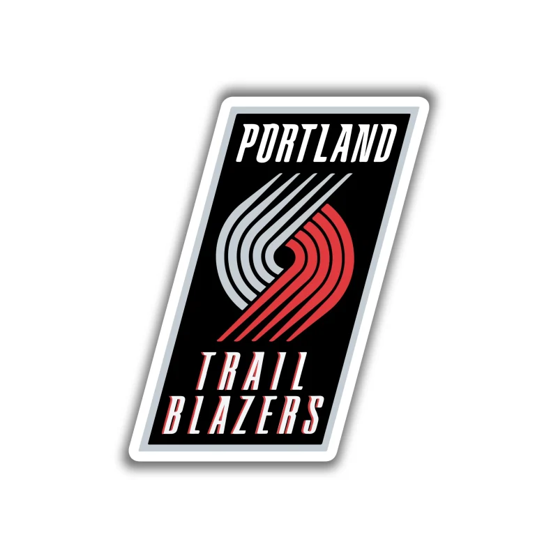 Portland Trail Blazers - Slanted Rectangle With Name And Pinwheel - Iron On DTF Transfer - Custom Size