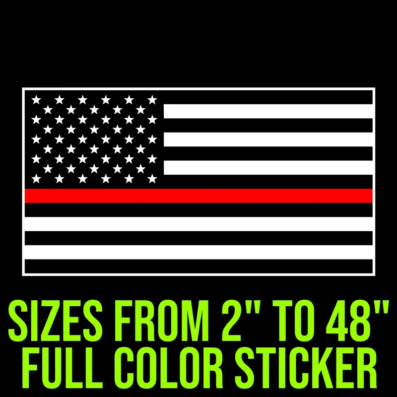 Red Line American Flag Full Color Vinyl Decal - custom size