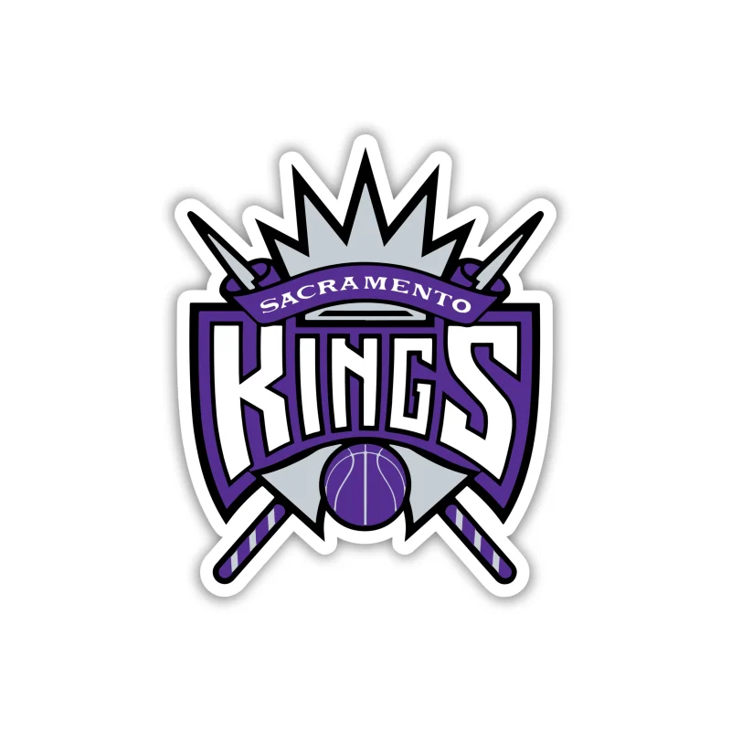 Sacramento Kings - Name With Swords And Basketball - Iron On DTF Transfer - Custom Size