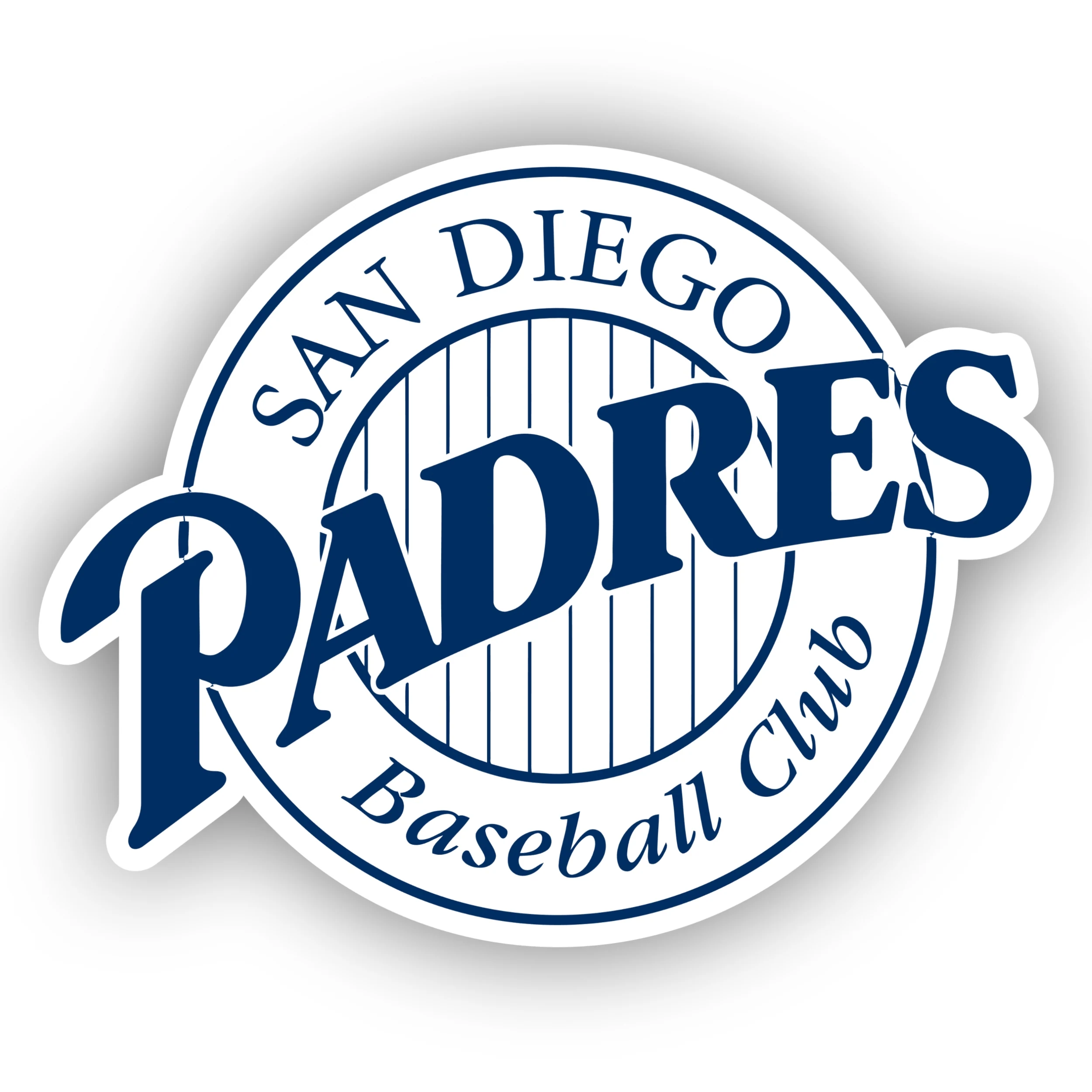 San Diego Padres - Blue Circle with Stripes and Padres - Iron On DTF Transfer - Custom Size