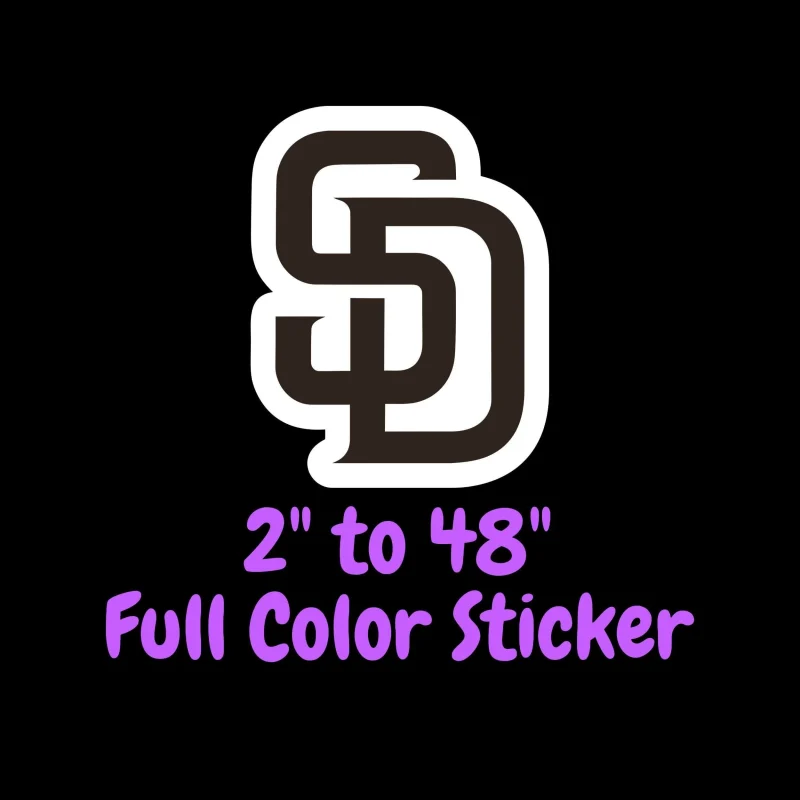 San Diego Padres - Brown SD - Full Color Vinyl Sticker - Custom Size