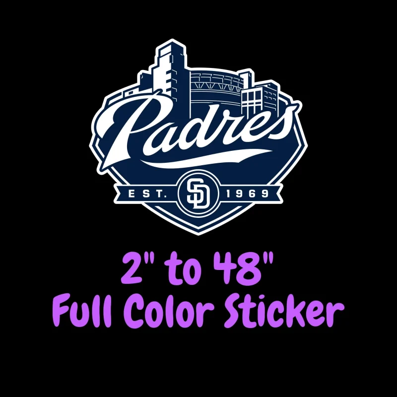 San Diego Padres - City EST. 1969 - Full Color Vinyl Sticker - Custom Size