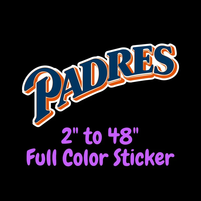 San Diego Padres - Curved Padres - Full Color Vinyl Sticker - Custom Size