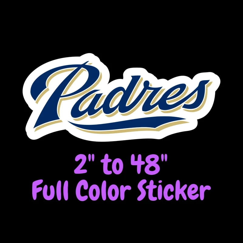 San Diego Padres - Padres Cursive - Full Color Vinyl Sticker - Custom Size